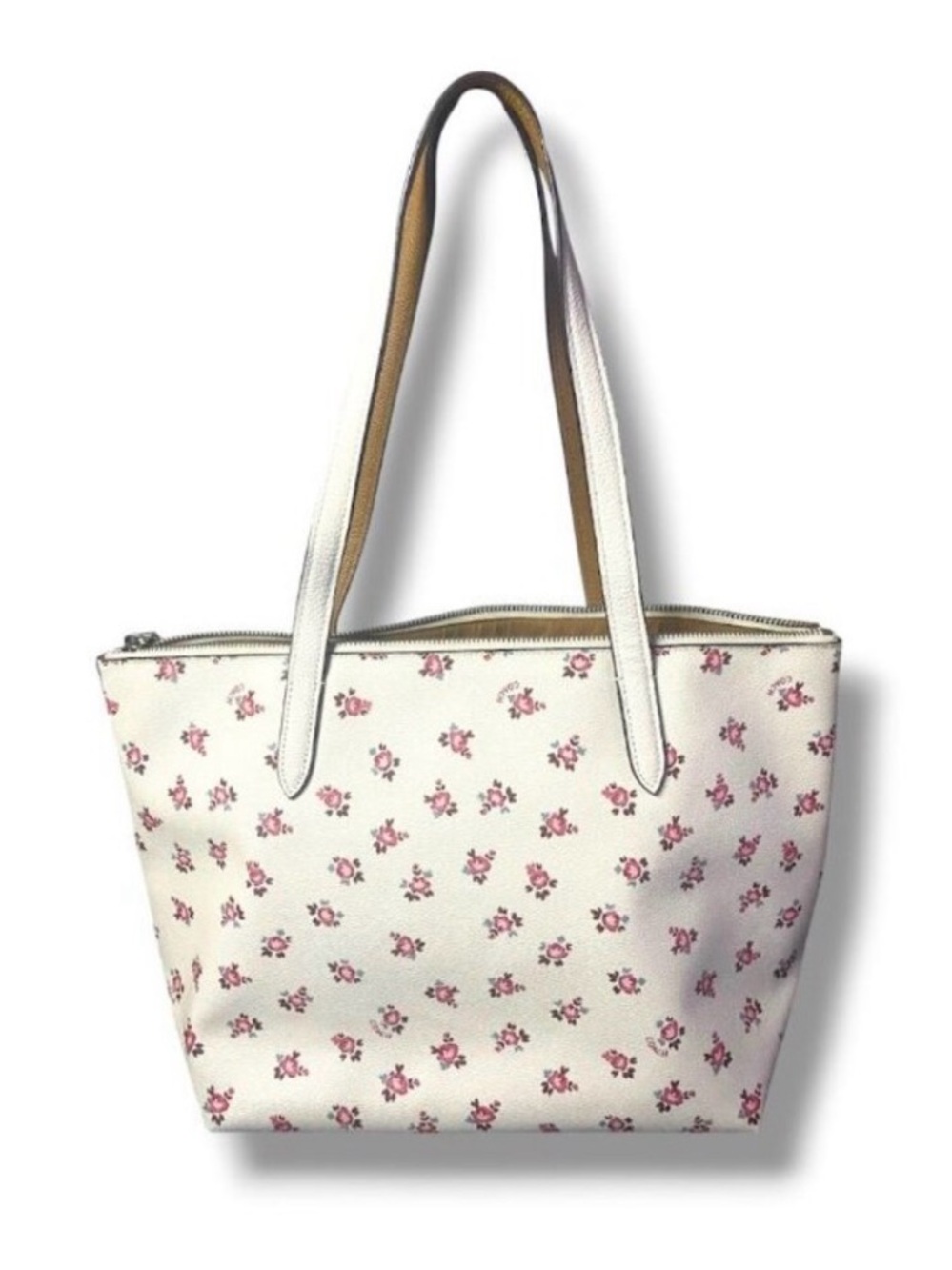 COACH Taylor Tote 27165 Floral Bloom Print Chalk Multi White Red Zip Handbag
